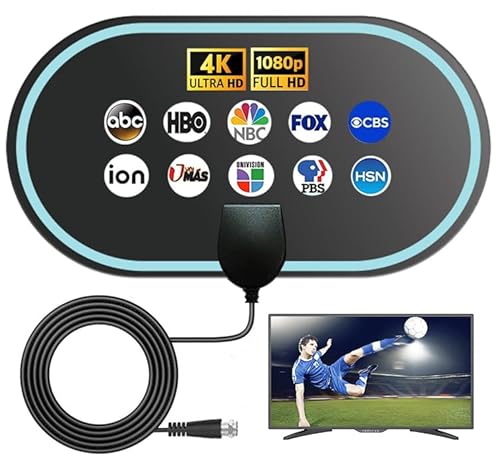 TV Antenna for Smart TV Indoor,HD Digital TV Antennas Long Range Signal Reception Up to 900 Miles, Support 4K 1080p All TVs,Easy Installation, Tv Receiver for Local Channels 10ft HDTV Coax Cable TV Antenna for Smart TV Indoor,HD Digital TV Antennas Long Range Signal Reception Up to 900 Miles, Support 4K 1080p All TVs,Easy Installation, Tv Receiver for Local Channels 10ft HDTV Coax Cable