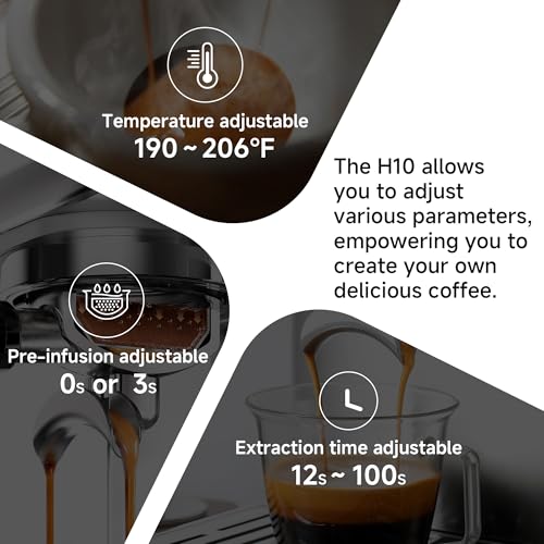 Image of HIBREW H10 Customizable Espresso Machine with 58mm Commercial Group Head | One-Touch Steam & Extraction Switch, Custom Shot Time, Auto Pressure Release & Backflush Stainless Steel Coffee Maker