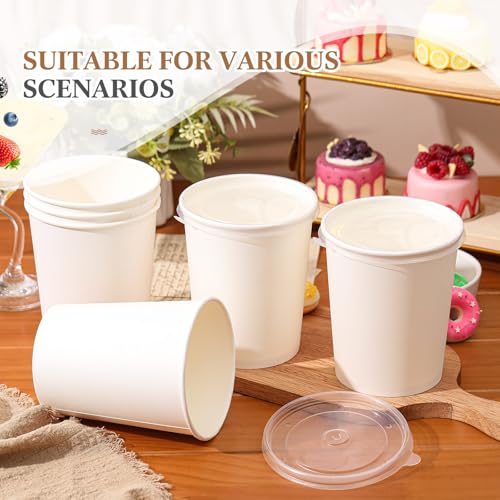 Image of Sabary 50 Pack 32oz Paper Soup Containers with Lids, Disposable to Go Soup Bowls, Ice Cream Cups, Take out Food Storage Containers, Microwavable and Freezer Safe for Ice Cream, Noodles, Snack, Yogurt