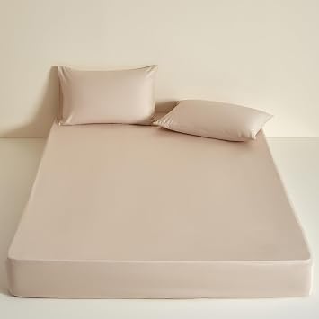 Thin Fitted Sheet Soft Cotton Bedspread for Mattresses 5-30 Cm Thick Single Double Queen King Bed Sheet- Bedding, Mattress Cover for Family Bedrooms, Washable90x200+20cm,Yellow