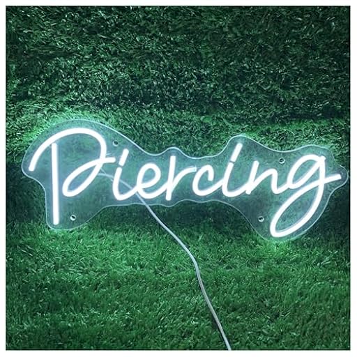 HUANTY Decoración de Fiesta con Letrero de neón Luces De Neón Piercing, Señal Comercial Alimentada por USB para Estudios Tatuajes, Decoración Tiendas Belleza, 19.7cmx49cm | Ya disponible en tu tienda friki favorita! En mundofriki.es!