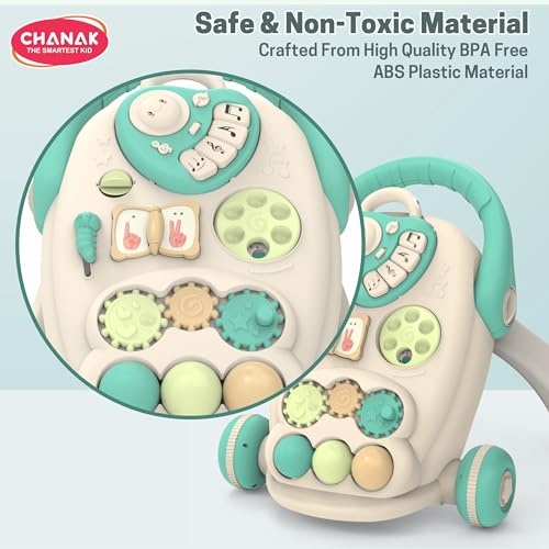 Image of Chanak Happy Feet Baby Walker for 9+ Months, Adjustable Speed, Anti-Slip Wheels, Music & Activity Center, BPA-Free, Stable Design with Water Tank, Interactive Push Walker for Baby Boys & Girls