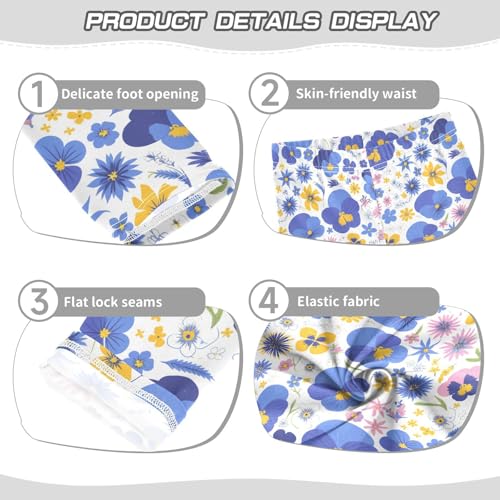 KLL The Garden Tricolor Pansy Flower Toddler Baby Girl Cotton Leggings Casual High Waisted Yoga Pants Sports3