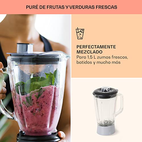 Klarstein Batidora Amasadora con Bol 5L para Hornear, Robot Cocina, Amasadora Reposteria 2000W, Picadora Carne, Gancho y Bol para Mezclar con Varillas Rotación Planetaria con 6 Velocidades - imagen 8