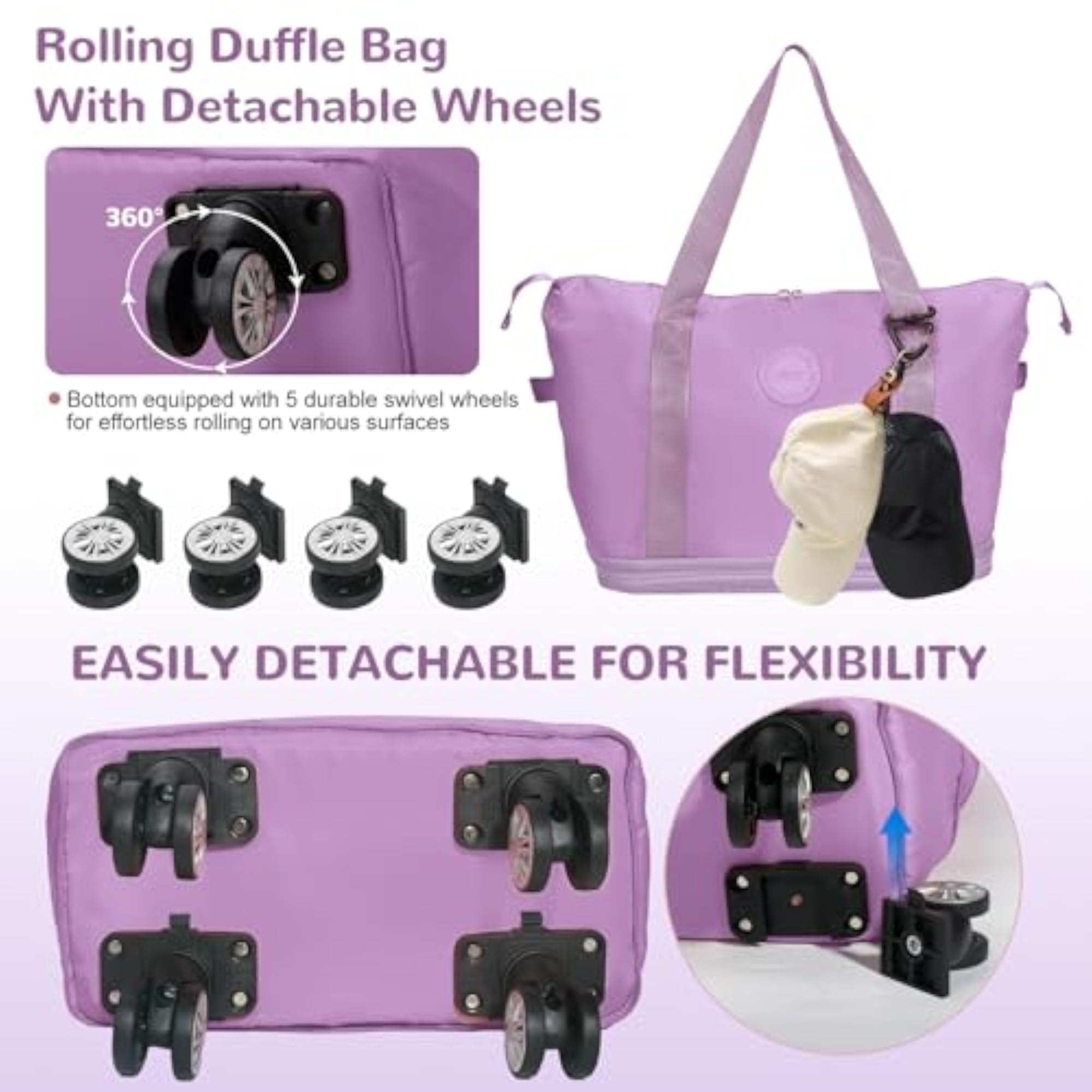 Rolling Duffle With Wheels, Expandable Luggage
