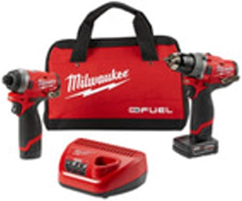Milwaukee Electric Tools 2596-22 M12 Fuel Kit de 2 piezas, taladro de 1/2 pulgada y impacto hexagonal de 1/4 pulgadas