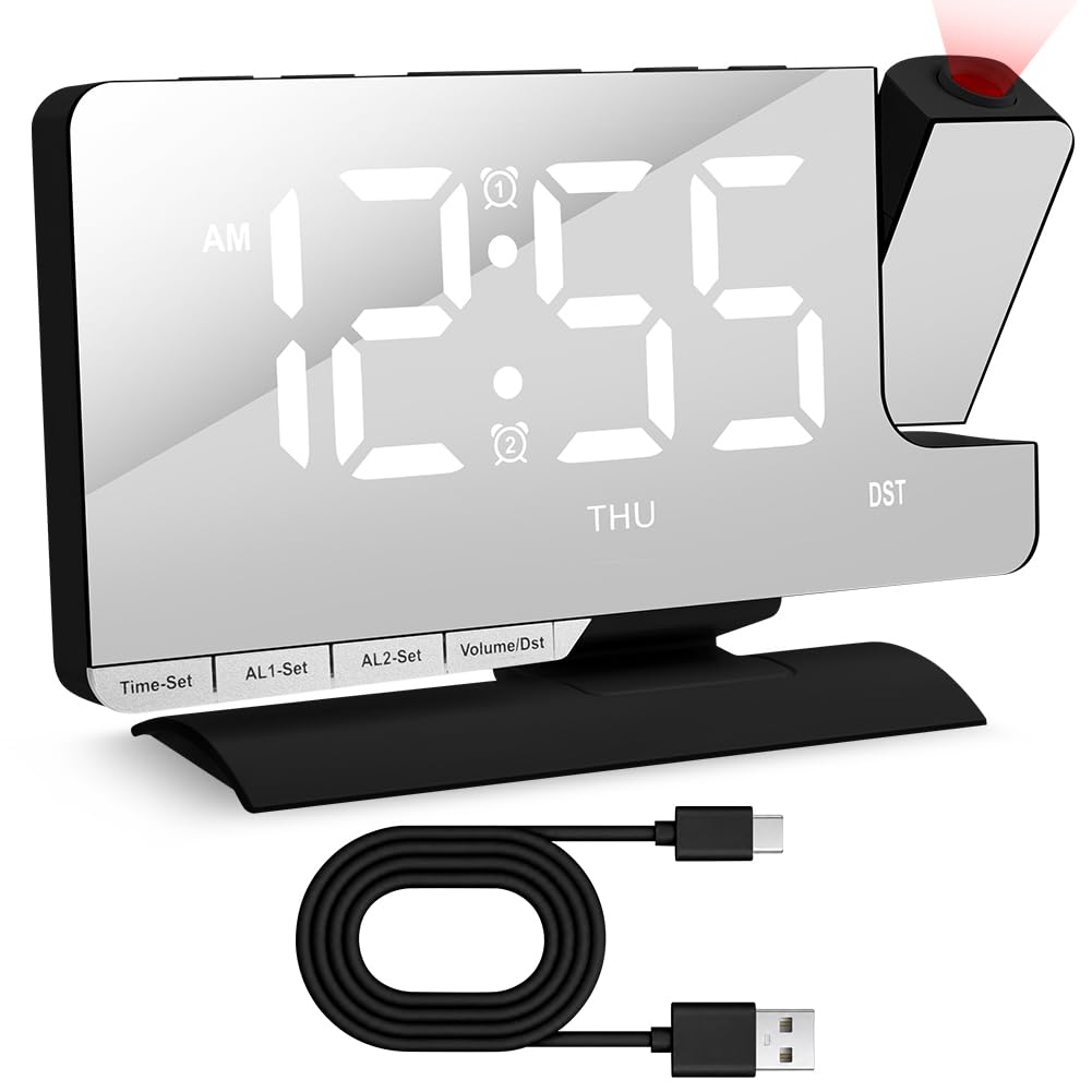 Adiwo Projection Alarm Clock, Digital Alarm Clock, LED Clock, RGB Clock