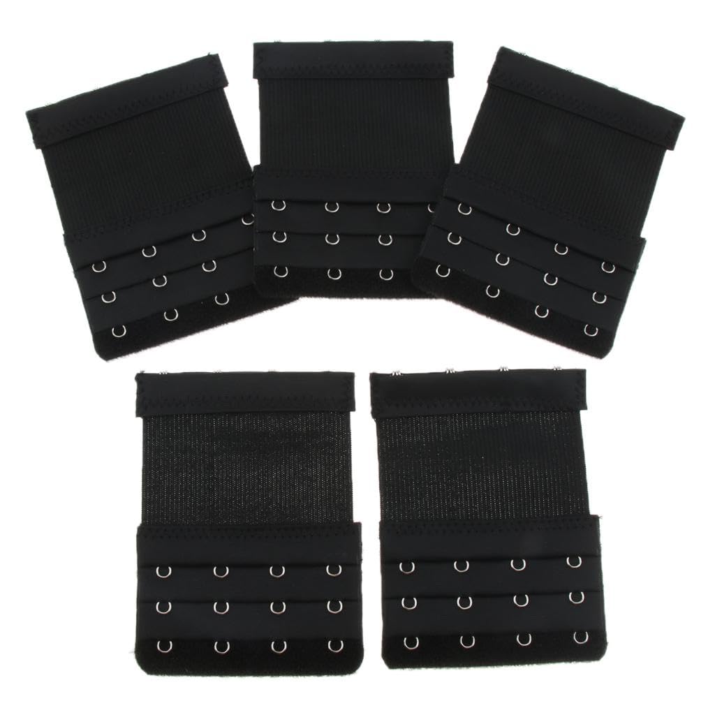 nivaa 5Pack Womens Bra Extender 4 Hook 3 Rows Bra Extension Underwear Straps Black-picture-11