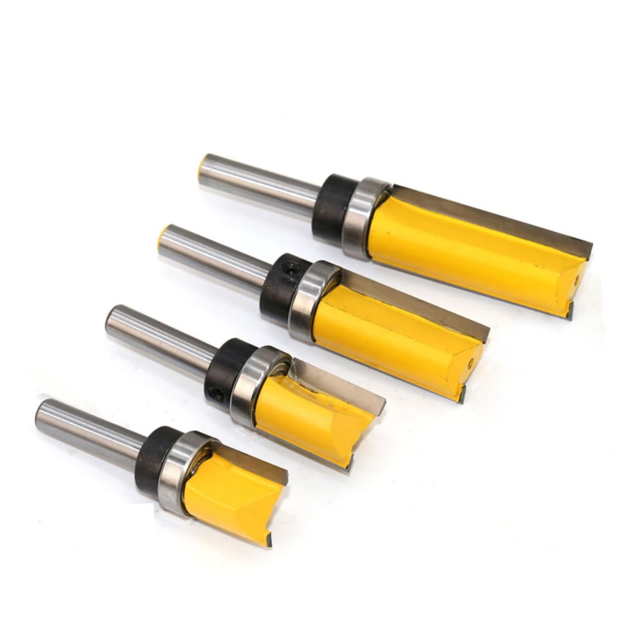 TEHAUX 4Pcs Router Bits Flush Trim Milling Cutter for Woodworking Durable Trimming Tool for Edging Veining and Grooving for Professionals and Hobbyists