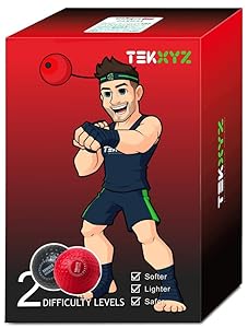 TEKXYZ Boxing Reflex Ball, 2 Difficulty Levels Boxing Ball with Headband, Perfect for Reaction, Agility, Punching Speed, Fight Skill and Hand Eye Coordination Training
