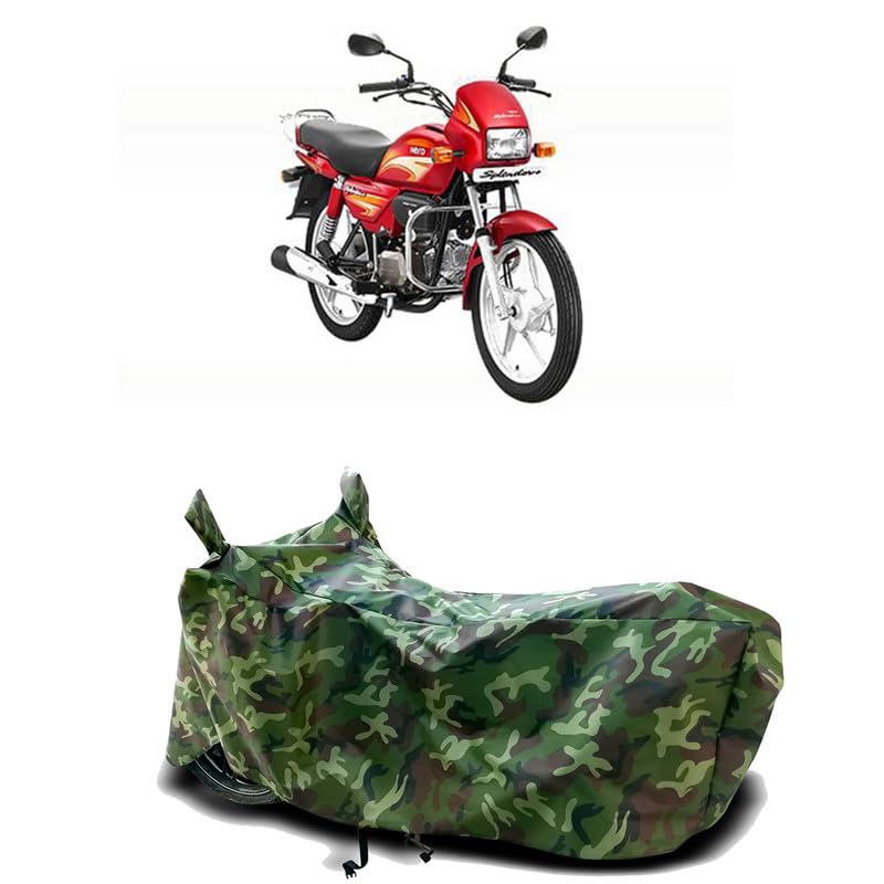 Image of DUFFEL-100% Heat Protection Two Wheeler Bike /Scooty Body Cover for Hero Splendor+ I3S Water Resistance /UV-Rays /Birds Dropping /Scratchproof /Dust Proof /Waterproof[Green Jungle Print]