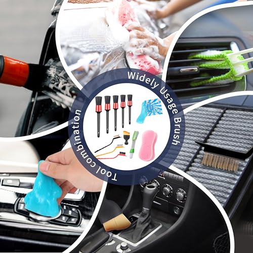 Yungeln Car Detailing Brush Set,12Pcs Auto Car Detailing Brush Set Car Interior Cleaning Kit Car Interior Detailing Brush Auto Detail Brush Car Dash Duster Brush for Automotive,Truck,SUV - Thumbnail 7