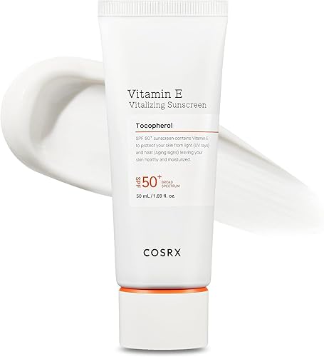 COSRX Vitamin E Vitalizing Sunscreen,SPF 50 Face Sunscreen, Lightweight, Non-Sticky, No White Cast, Hydrating, Beach Essentials, Travel Essentials, Korean Skincare, Mothers Day Gift for Mom1.69 fl oz