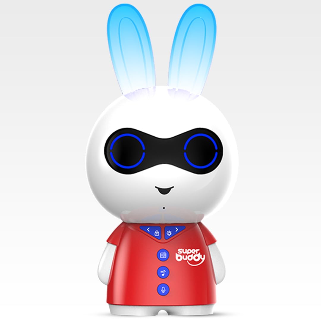 SuperBuddy Rabbito Kids Speaker- 900+ Stories, Rhymes, Songs- Electronic Educational and Learning Toy | Voice Recording | Bluetooth | Night Lamp for Kids | Gift for Kids Boys and Girls (Red)