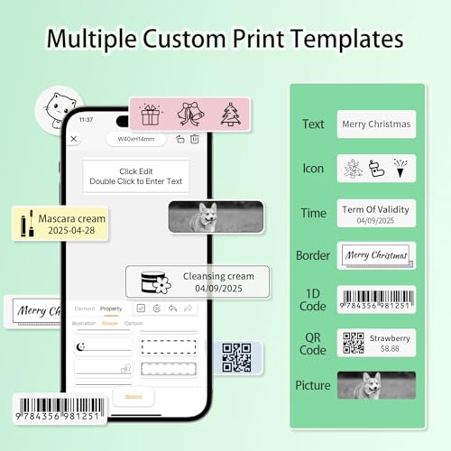 Rongta Label Maker Machine with Tape, Bluetooth Label Printer, Wireless Mini Label Makers with Multiple Templates for Organizing School Office Home, (White) - Image 4