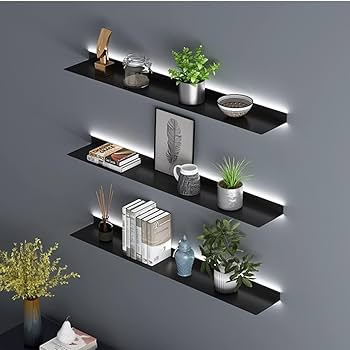 照明付き　壁掛け飾り棚 Amazon｜壁掛け棚、LEDライト照明本棚、家の装飾用