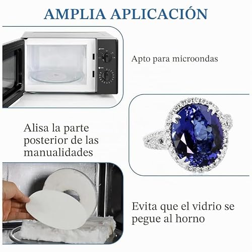 Miniatura 5 de 100 Hojas De Papel Para Horno De Microondas De 4.7 Pulgadas, Redondo, De Fibra De Cerámica, Aislamiento, Manta De Fibra De Cerámica, Papel De Estante De Horno Termofusible Para Fusión De Vidrio,
