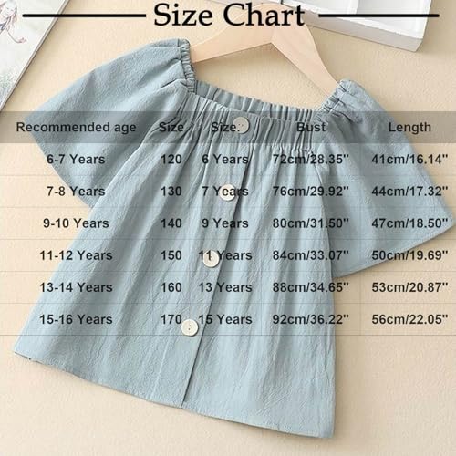 Teen Girls Cute Summer Tops Smock Square Neck Short Sleeve Button Down Shirts Casual Lightweight Gauze Blouses3
