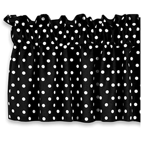 Cackleberry Home Black and White Polka Dot Fabric Valance Curtain Lined 54 Inches W x 17 Inches L Cover