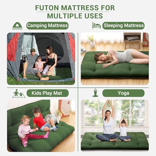 Image of Deevine Craft Quilt Cotton Floor Bed Mattress, Foldable,Rollable Movable Single Bed Comfort Gadda 1 Sleeping Capacity, S Quilted Design (Bottle Green, Single Bed 72X36X5 Inches)