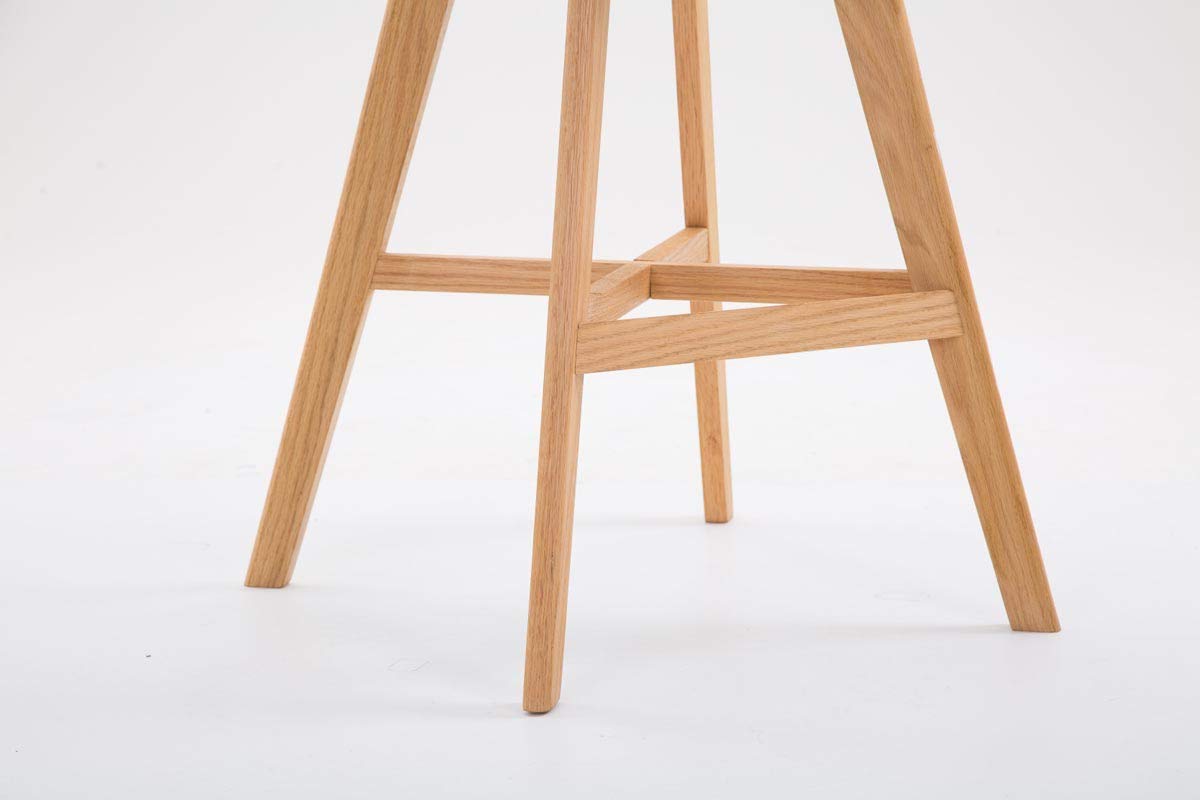 Taburete Cannes Tapizado en Cuero Sintético I Taburete Cocina con Reposapiés I Silla Bar con Base de Madera I Color: | Color marrón Color del Marco Natura