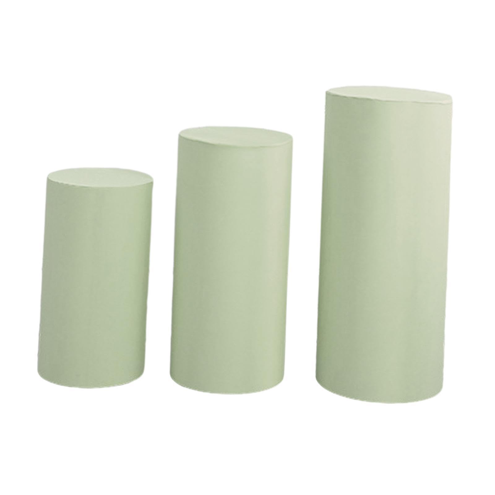Housse de socle cylindrique verte en lot de 3 pour décoration événementielle
