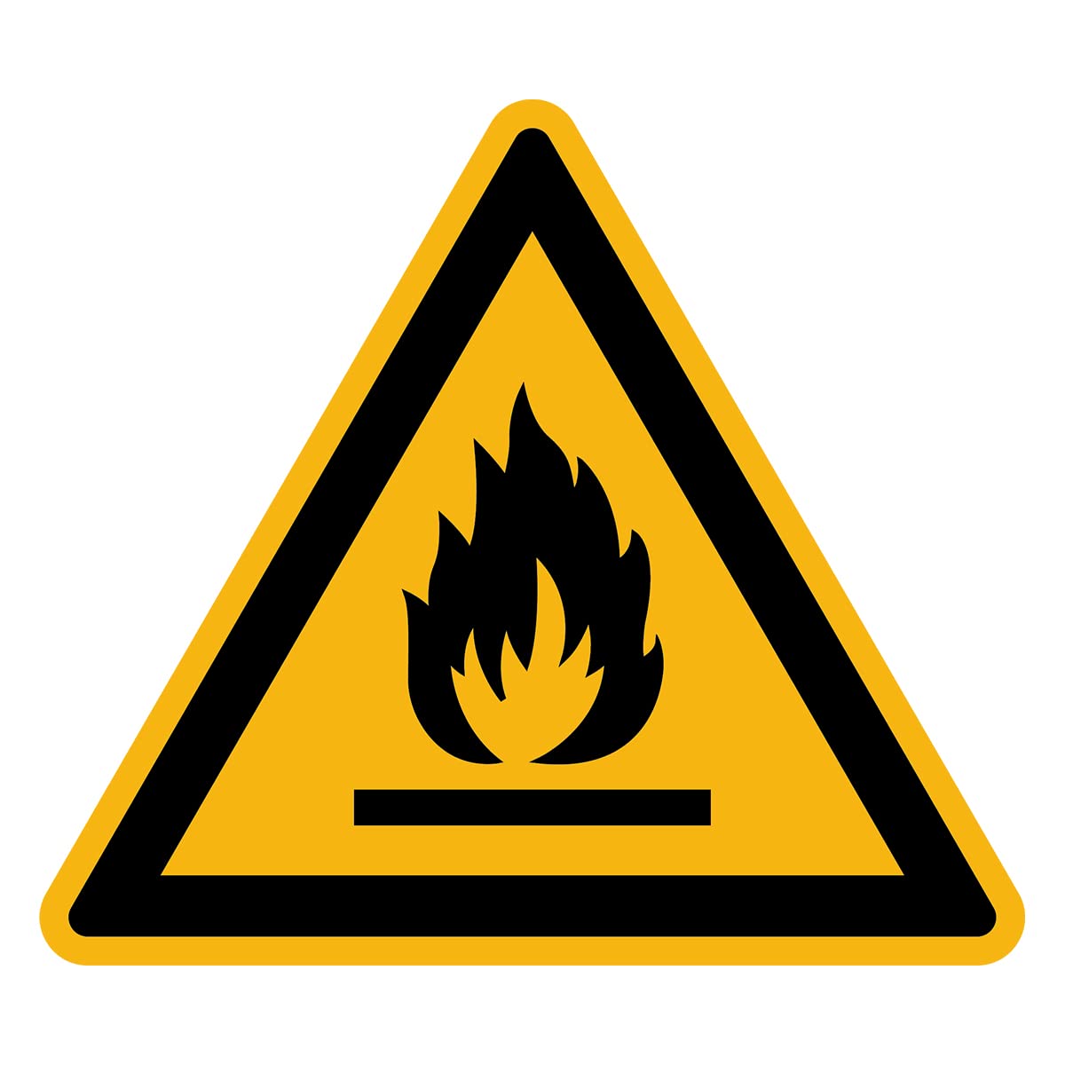 Sticker Danger Warning NF ISO 7010 - Laminated Triangular Signage Adhesive Sticker Water and UV Resistant - Flammable Materials - 60x60 cm