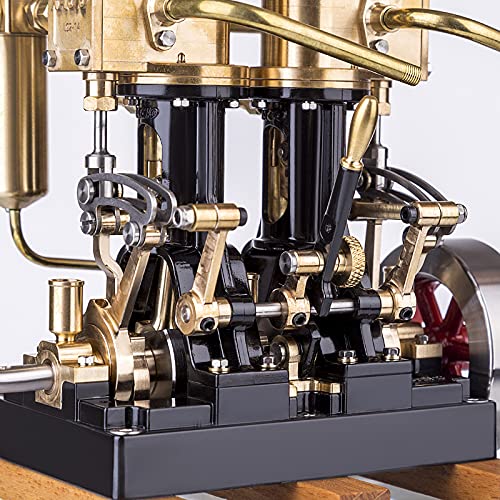 SESAY LS2-14 Dampfmaschine Modell, Retro Dual Zylinder Engine Kit, Steam Motor für 80cm+ Dampfschiff (ohne Kessel… – Bild 8
