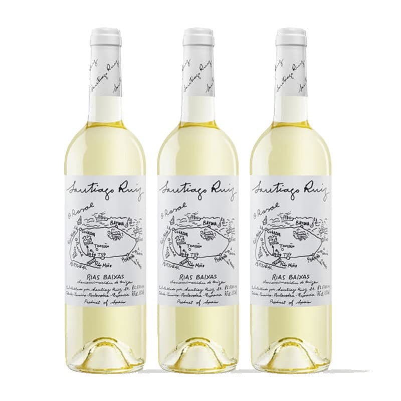 Vino Blanco Santiago Ruiz de 75 cl - D.O. Rias Baixas - Bodegas Santiago Ruiz (Pack de 3 botellas)