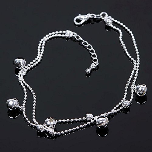 Silver Bells Plated Chain Anklet Bracelet Foot Jewelry Barefoot Sandal Beach