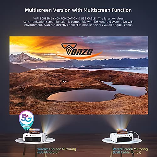 Image of TONZO LS-845 Android 9.0 Projector for Home, 1080p Native 4K Support| 7000 Lumens | 250 inch Max Screen with LTPS Display | Wi-Fi & Bluetooth | HDMI, USB, AV & Audio Out Port | 4D digital keystone(Silver)