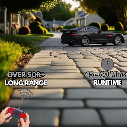 Image of RC Car for Kids | High-Speed Remote Control Car | Rechargeable Lithium Battery | Type-C Charging Port | LED Front Lights | Black
