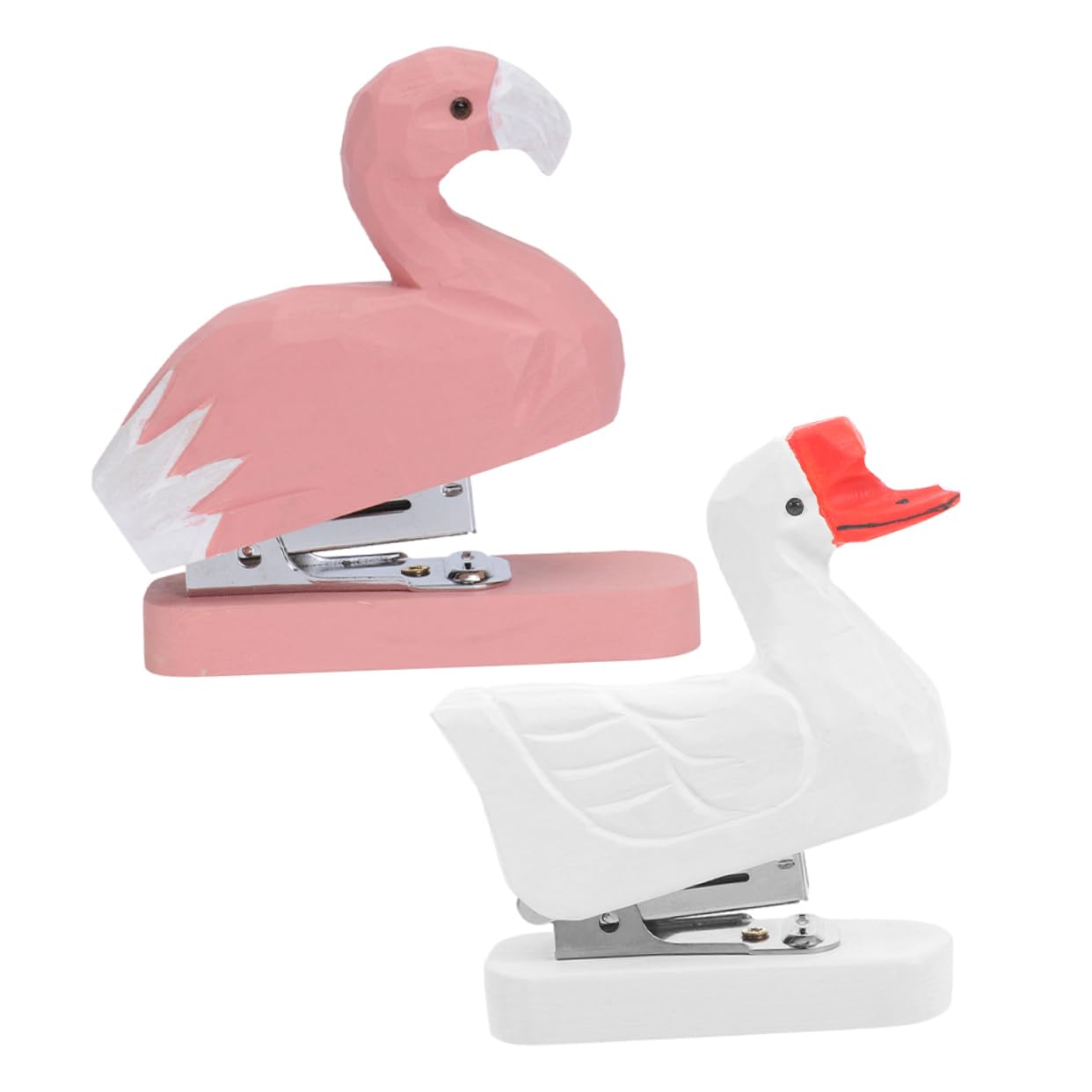 8pièces Agrafeuse Animal De Flamant Oie Blanche Fournitures De Bureau Créatives Pour École Et Bureau Originales