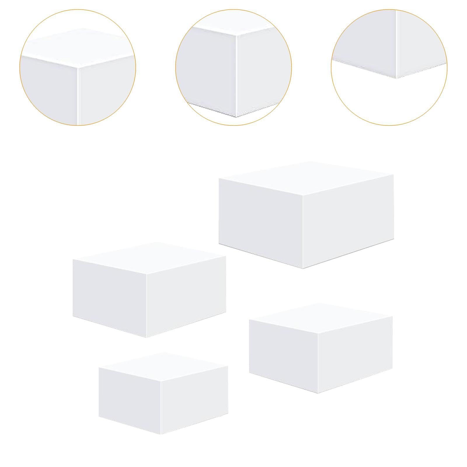 Lot de 4 présentoirs cubiques en acrylique pour nourriture, dessert, buffet 5 côtés, blanc