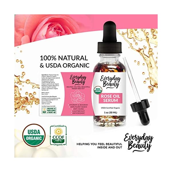Rose-Oil-Serum-USDA-Certified-Organic-Hydrating-Facial-Serum-One-of-a-Kind-Heavenly-Rose-Scented-All-Natural-100-Plant-Based-Botanical-Beauty-Face-Oil-1oz Rose Oil Serum - USDA Certified Organic Hydrating Facial Serum - One of a Kind Heavenly Rose Scented All Natural 100% Plant Based Botanical Beauty Face Oil - 1oz