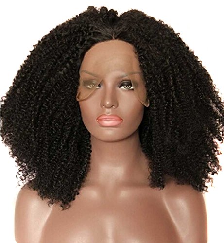 Anogol 20 inches Tied Kinky Curly Synthetic Lace Front Wig for Black Women