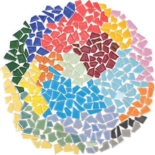 800 Pieces Mixed Shapes Mosaic Tiles For Crafts Bulk Ceramic Glass Mosaic Pieces Colorful Stained Glass Mosaic Kits For Adults Diy Mosaic Making Supplies Art Projects, Mixed Colors, 0.5 X 2 Cm, 1 Kg #TOP14