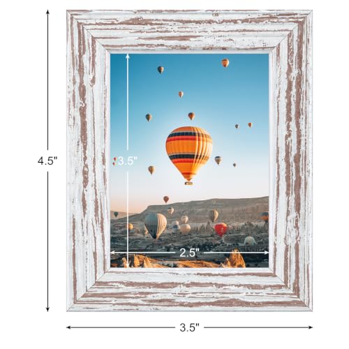 Image of JCJMY 3x4 Picture Frame Rustic White for Wall Hanging or Tabletop, Wall Mounting Horizontally or Vertically, 3 x 4 Wall Gallery Poster Photo Frame with Shatter Resistant Plexiglass, Rustic White