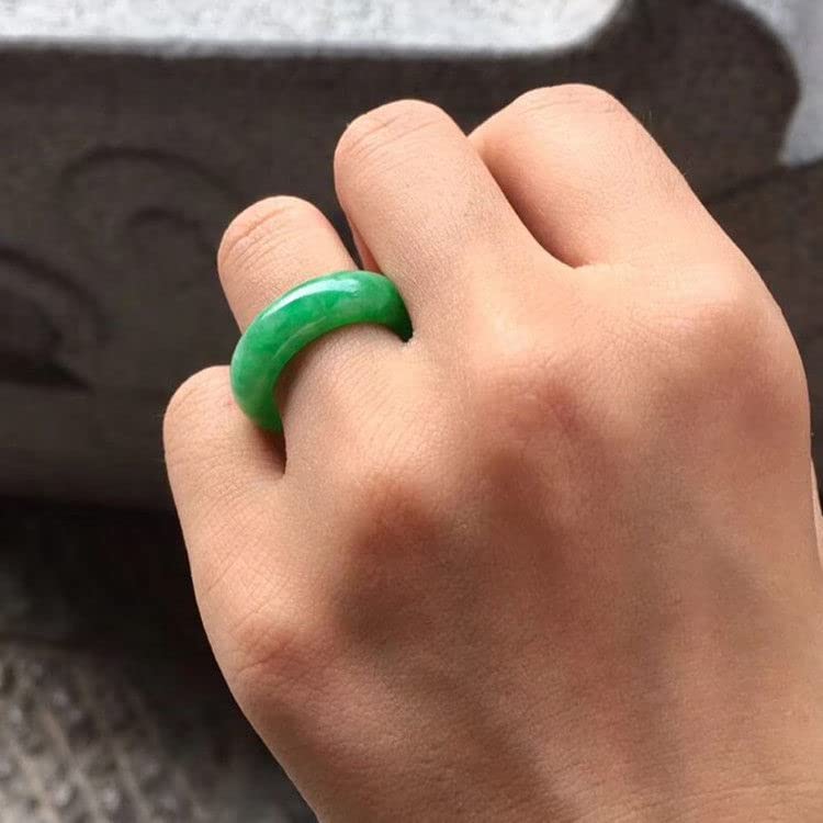 Anello di giadeite naturale al 100% Uomo Donna Anelli di pietra di giada smeraldo Accessori di gioielli di moda Anello di giada certificato verde Regali maschili (Colore gemma : Diametro interno 21mm