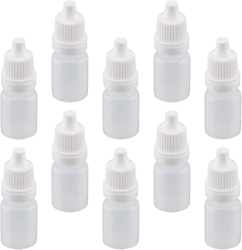 Bettomshin 50 botellas de plástico de polietileno de 0.2 fl oz, frasco de boca fina de gotero líquido exprimible para ojos, botella de