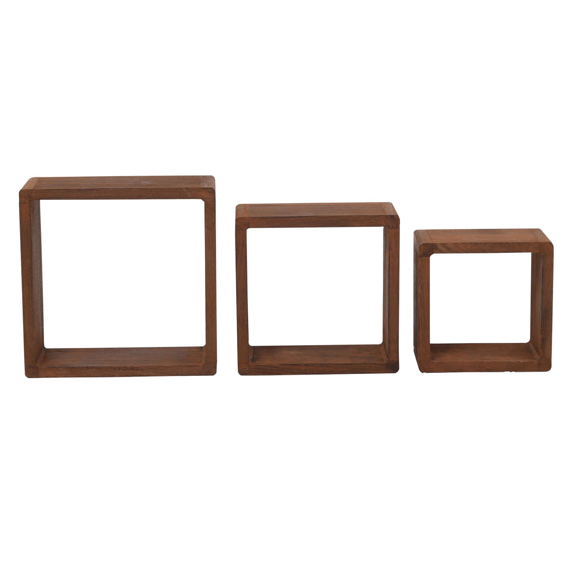 Rebecca Mobili Lot 3 Etageres Carre en Bois Clair, Etageres Suspendues Murales, Bibliotheque pour Chambre Salon – Dimensions: 26 x 26 x 9 cm (HxLxL) - Art. RE4180