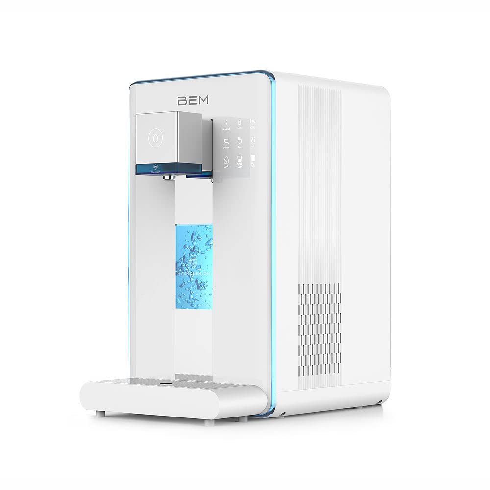 BEM IDA Wasserfilter & Wasserstoff-Ionisator, Direktanschluss, Umkehrosmose | Hydrogen durch Elektrolyse, UV-Desinfektion, Temperaturwahl 10–100°C, Touch-Bedienung, Tischgerät