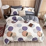 Funda Nordica Cama,Funda N&oacute;rdica De Algod&oacute;n Creativo Simple Patr&oacute;n De Puntos Redondos Suave Transpirable Easy Care Marruecos Juego De Cama Doble con Juego De Almohadas para Todas Las Estaciones,