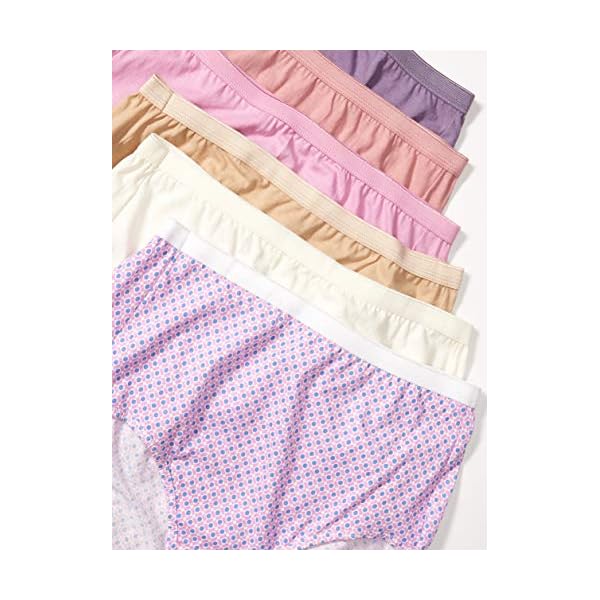 Just My Size Women's Plus Size Waist Cotton Underwear, High-Rise Brief, 6-Pack (Colors May Vary), Solid/Print Mix, 10