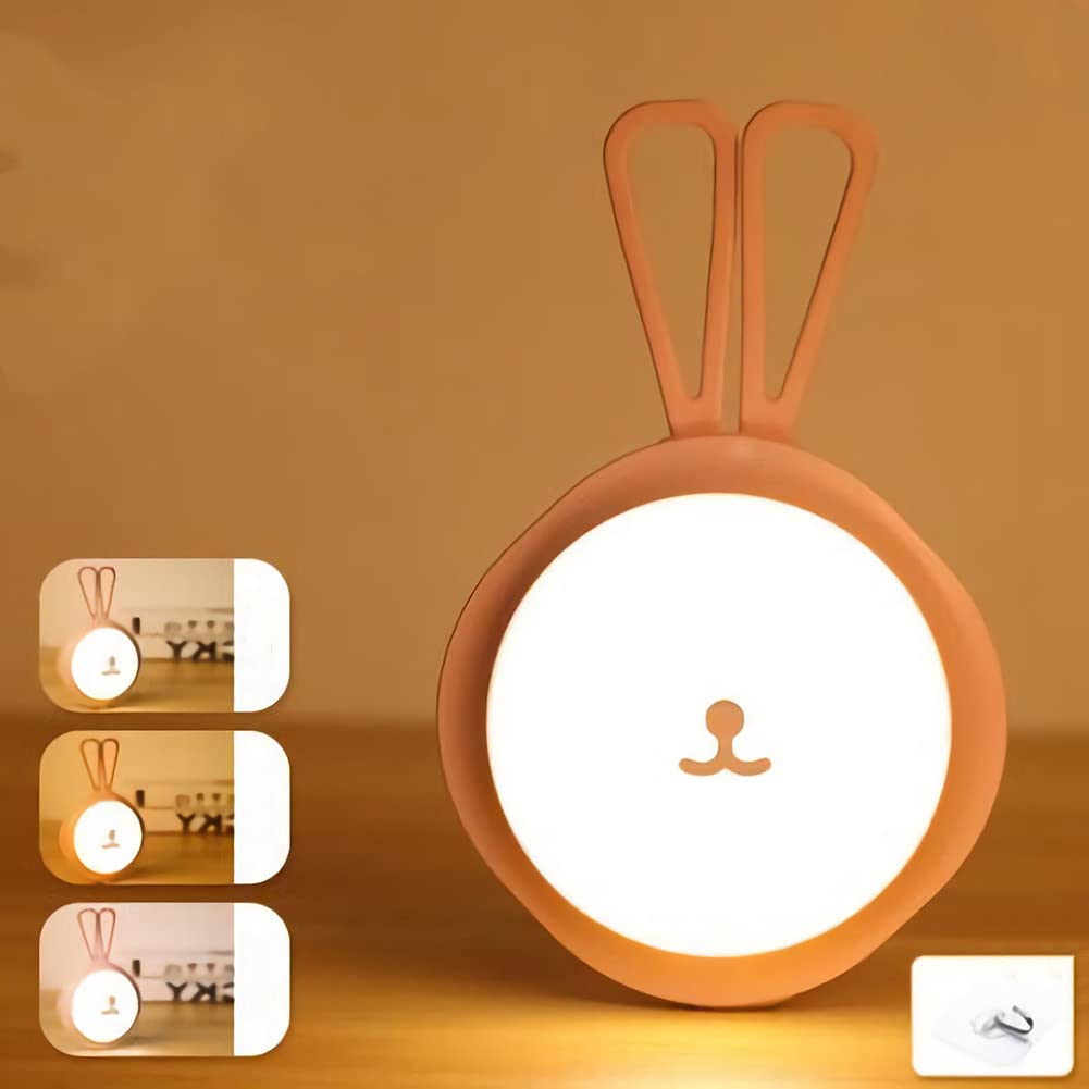 WOLONG Luz noche en la guardería Luz LED regulable Luz noche carga USB portátil con interruptor táctil Lámpara noche Luz dormir silicona para bebés,para habitación bebé,dormitorio,sala estar,Rosado