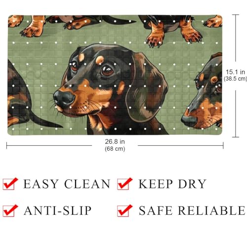 Alfombrilla de baño de perro salchicha marrón extralarga de PVC con ventosas 5