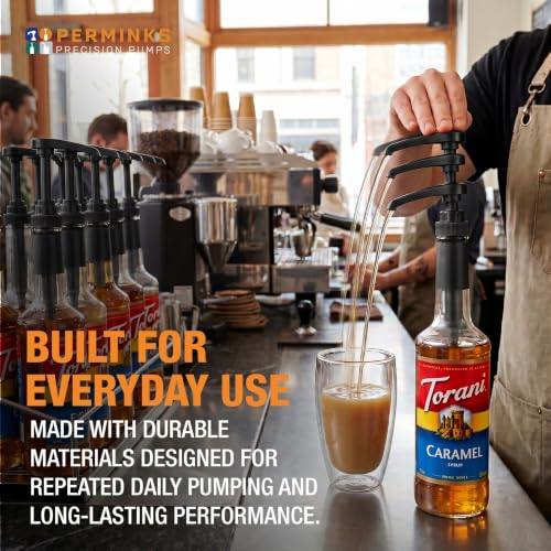 Image of Syrup Pump, Compatible with 750ml Torani, Davinci & Skinny, 2-Pack, Black | Leak-free, 1 /4oz precision pump with locking nozzle. Great for coffee bar accessories, dirty soda stations & dessert sauces