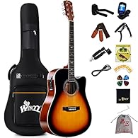 【New and Improved Design】 A new inspiration has been tried on the traditional sunburst colour scheme of guitar top: peach-shaped pattern, that adds a touch of vibrancy and playfulness to the classic, making our acoustic guitar looks even more special...
