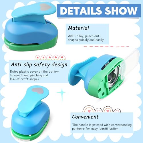 Image of CHENGU 6 Pcs Heart Punch Set 3in /2in /1.5in /1in /0.6in /0.3in Scrapbook Hole Punchers Crafting with 10 Sticker Paper Heart Cutter Scrapbook for Office Supplies DIY Albums Photos(Multicolor)
