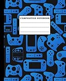 Video Game Composition Notebook: Game Design for Teens Black and Blue Wide Ruled Lined Pages Notebook Gamer for Kids, Teens, Students and Adults Great for IT Class Standard Back to School
